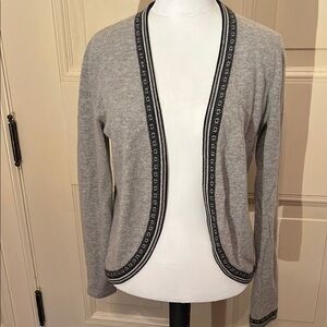 Peck & Peck Gray and Black Cashmere Blend Cardigan Sweater